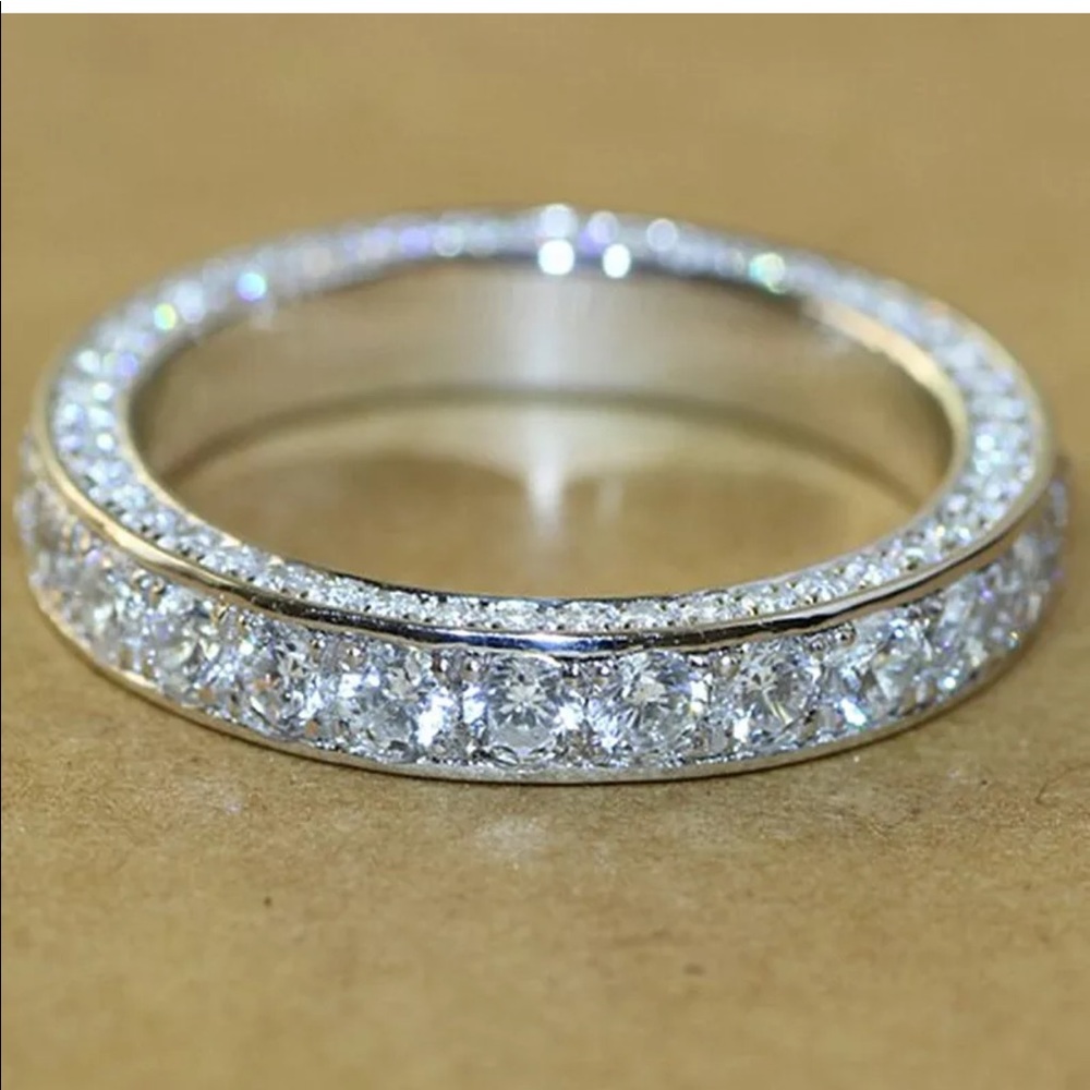 NEW* band CZ engagement cut eternity band